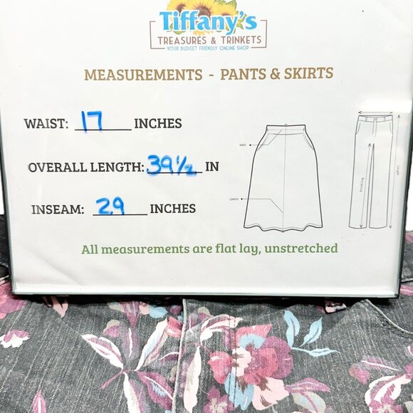 Bandolino Denim Pants Womens 12 Black Floral Print Cotton Blend Slim Fit Stretch - Picture 6 of 9